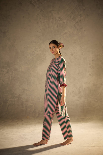 Pink N Green Stripe Set