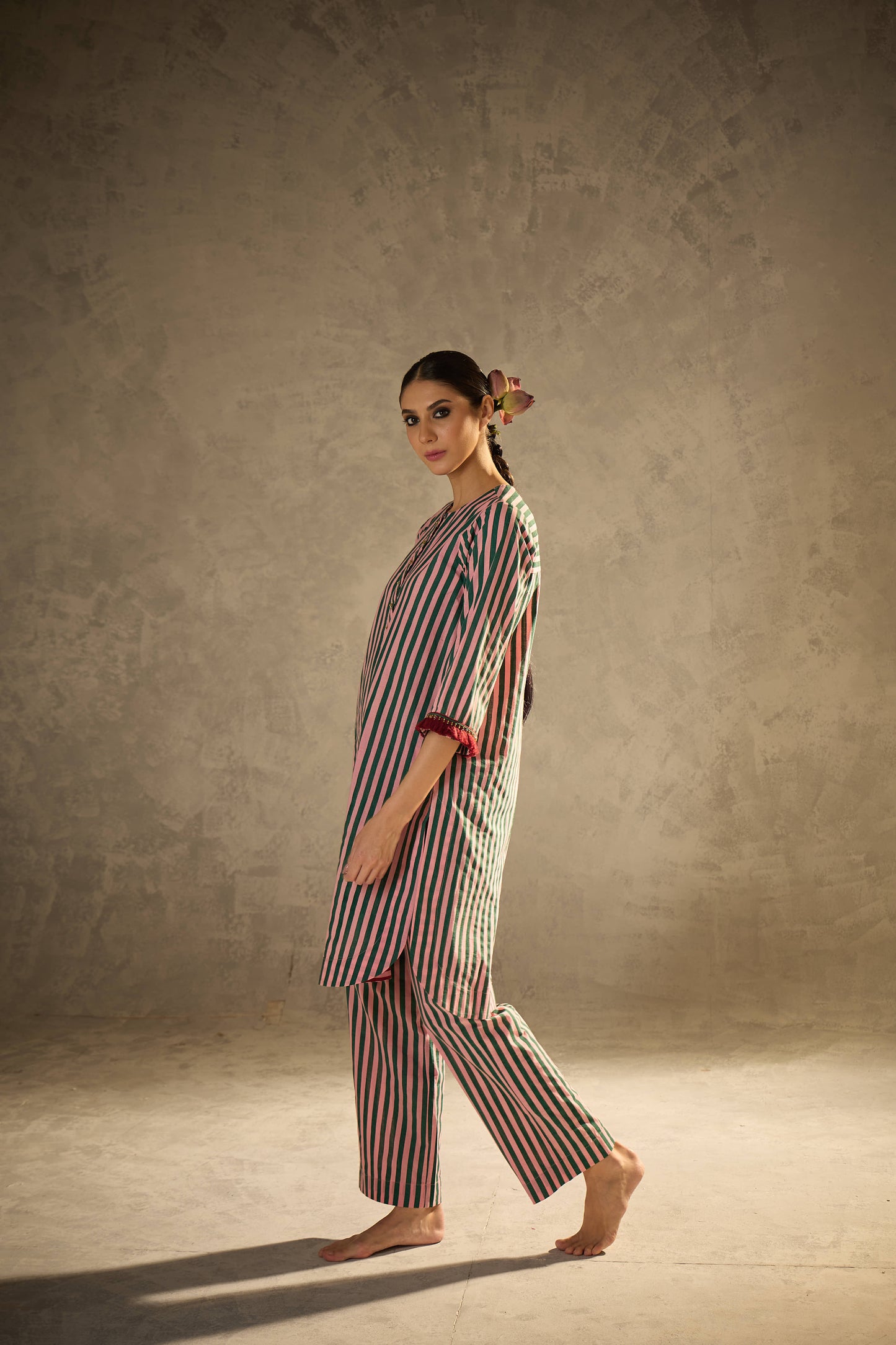 Pink N Green Stripe Set