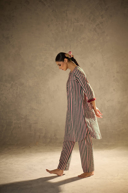 Pink N Green Stripe Set