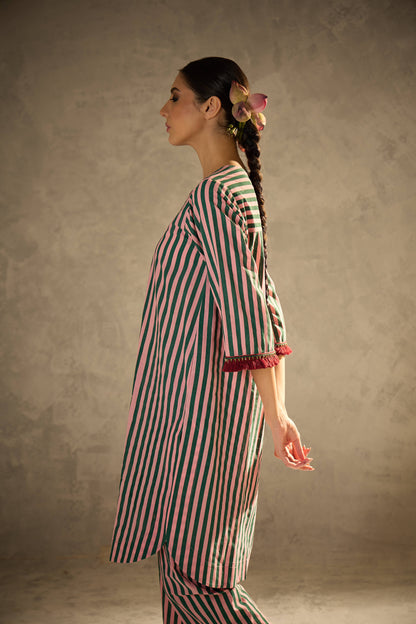 Pink N Green Stripe Set