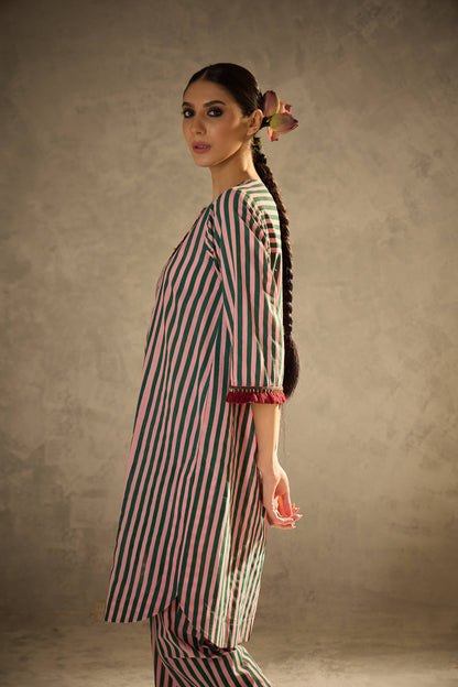 Pink N Green Stripe Set
