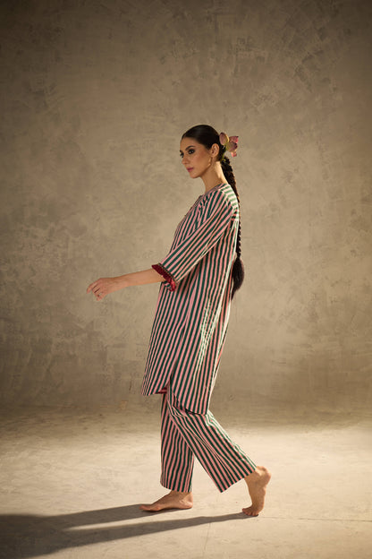 Pink N Green Stripe Set