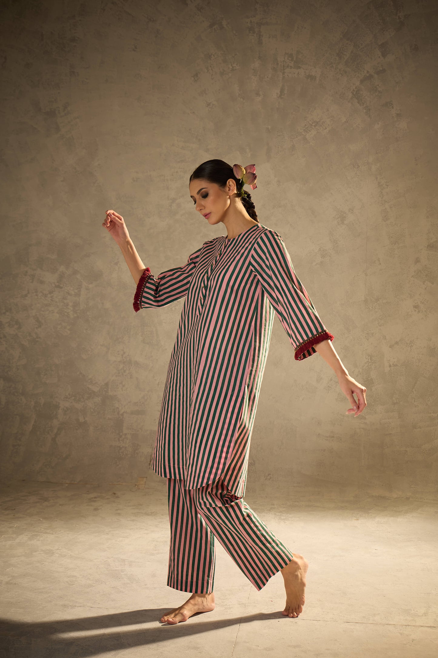 Pink N Green Stripe Set