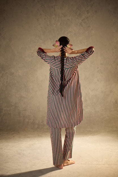 Pink N Green Stripe Set