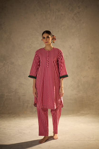 Red N Pink Stripe Set
