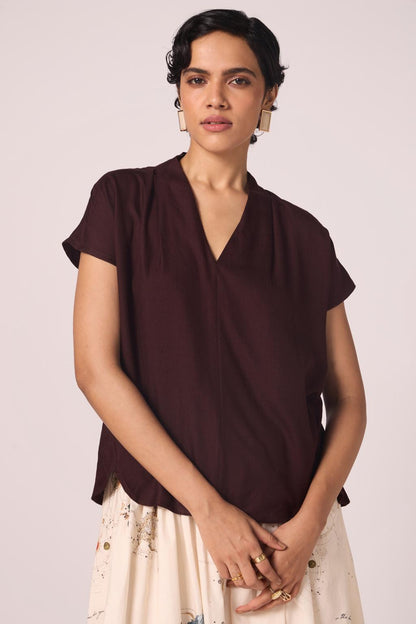 Orion Wine Silk Top