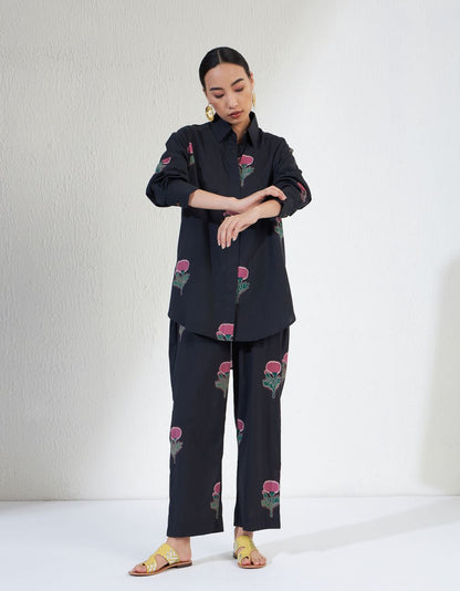 Black & Pink Gulnaar Shirt Set