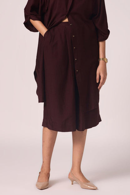 Braboune Wine Silk Tunic Set