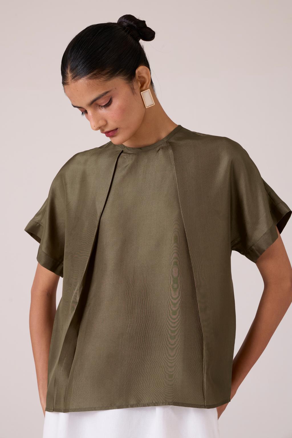 Pam Olive Silk Top