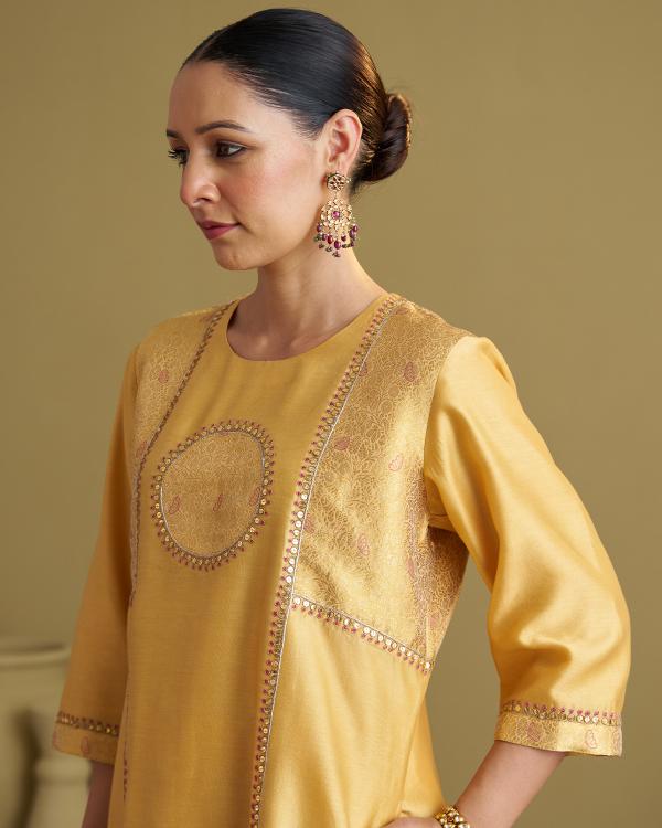 Yellow Silk Chanderi & Banarasi Set