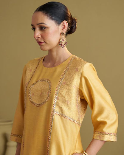 Yellow Silk Chanderi & Banarasi Set