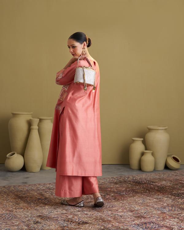 The Peach Silk Chanderi Set