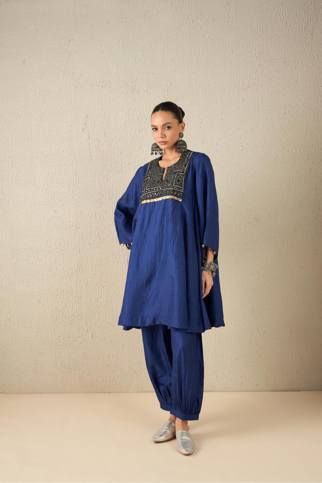 Afghani Silk Set (Navy Blue)