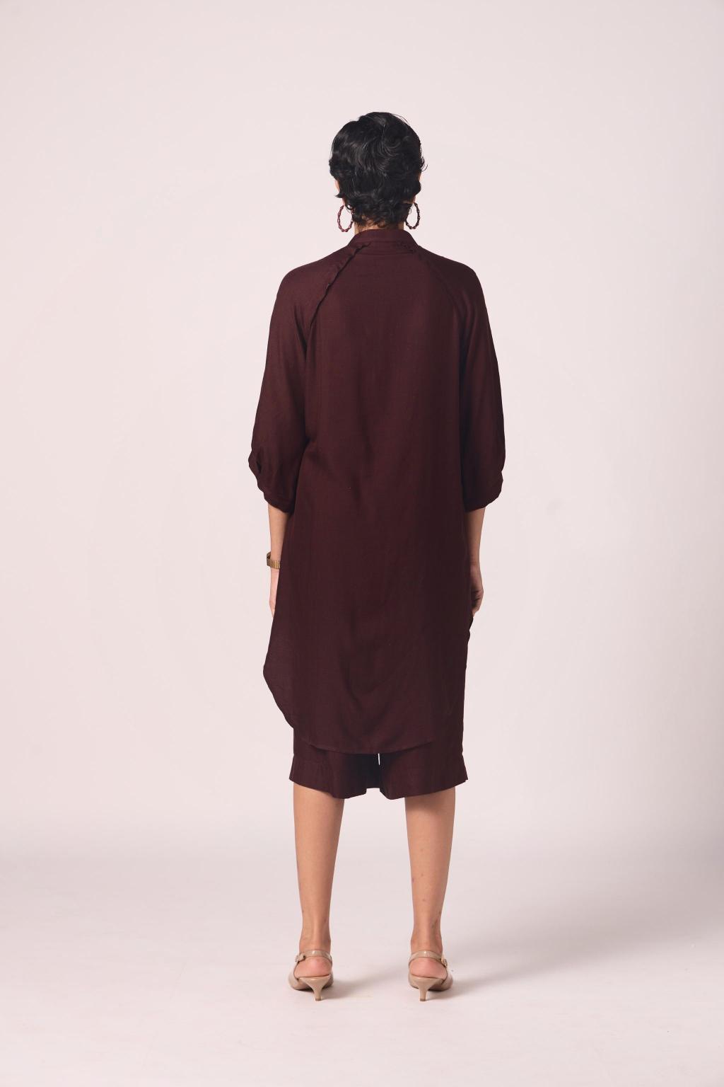 Braboune Wine Silk Tunic Set