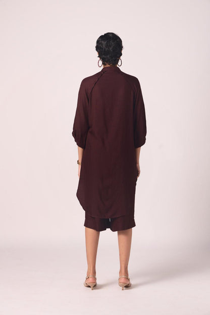 Braboune Wine Silk Tunic Set