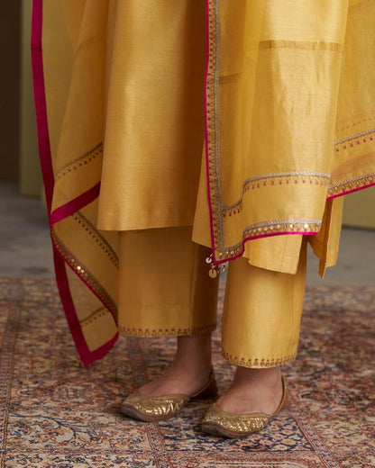 Yellow Silk Chanderi & Banarasi Set
