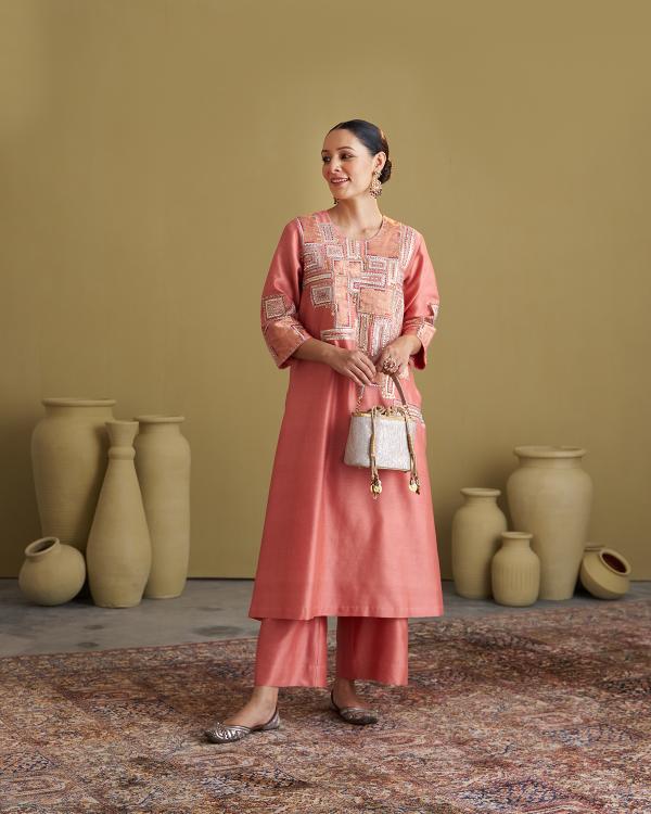 The Peach Silk Chanderi Set