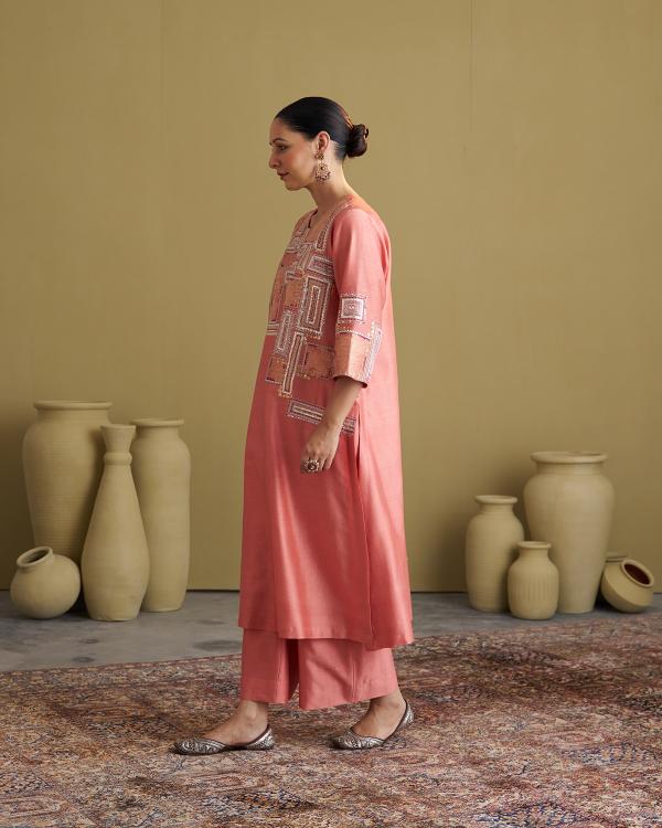 The Peach Silk Chanderi Set