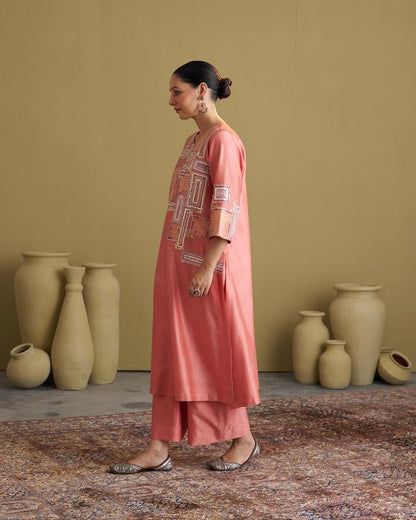 The Peach Silk Chanderi Set