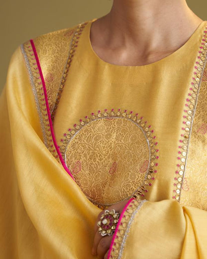 Yellow Silk Chanderi & Banarasi Set
