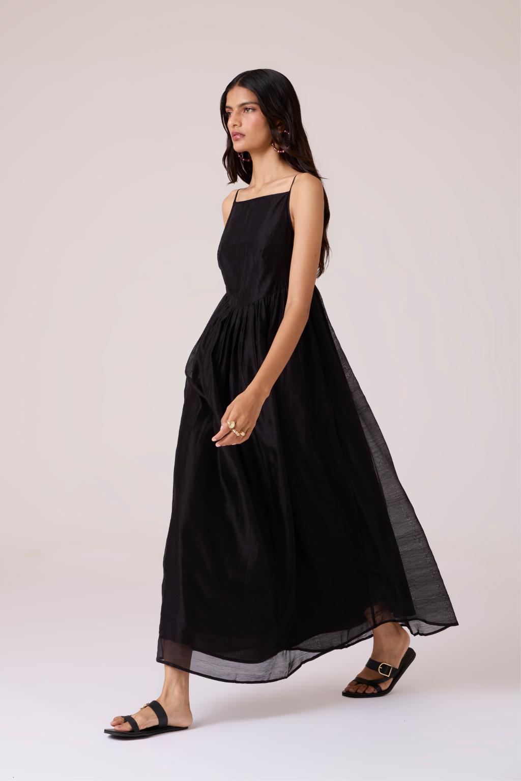 Vespera Black Handwoven Dress
