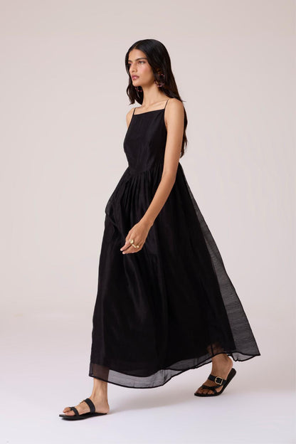 Vespera Black Handwoven Dress