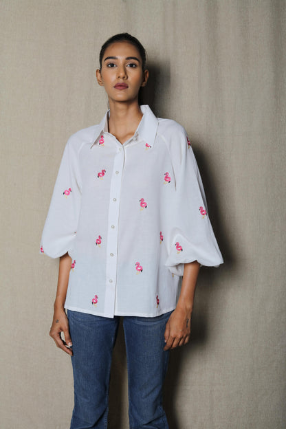 White Baby Flamingo Shirt