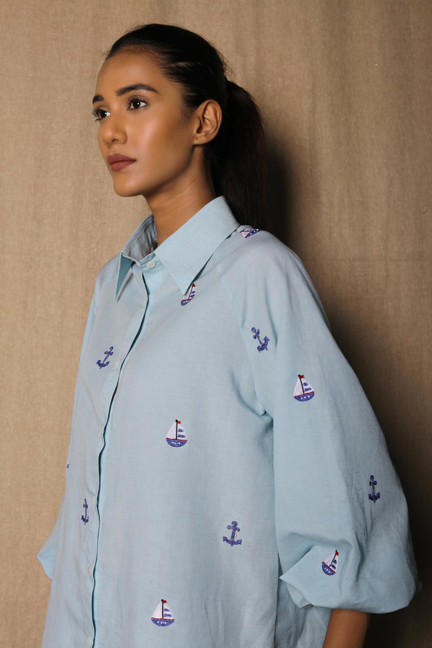 Blue Anchor And Ship Shirt