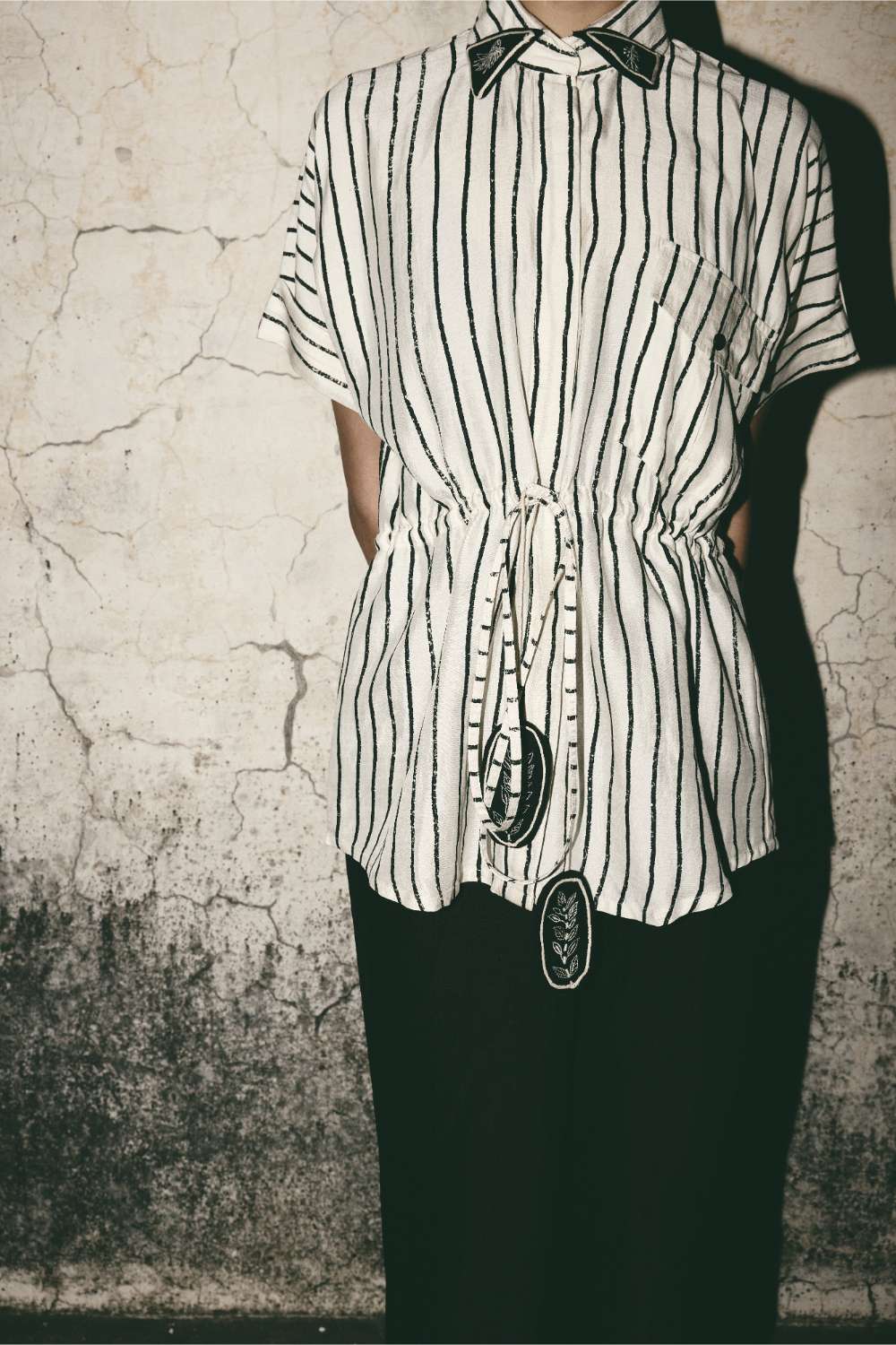 AN Stripe Tie Up Shirt Set