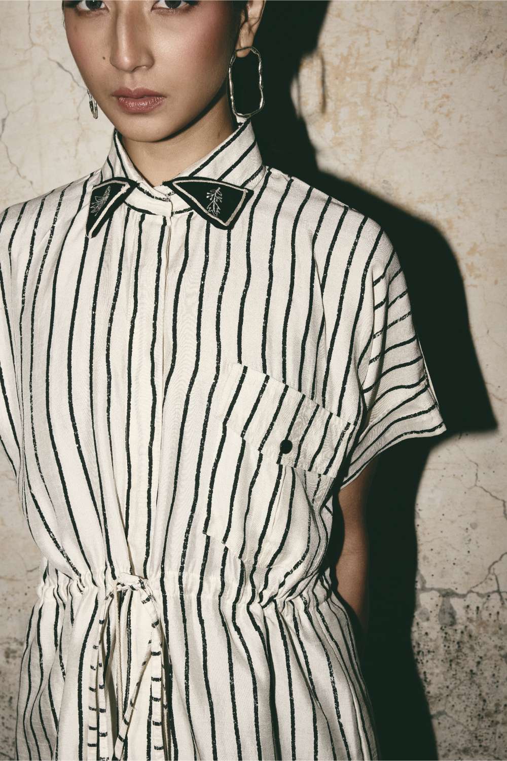 AN Stripe Tie Up Shirt Set