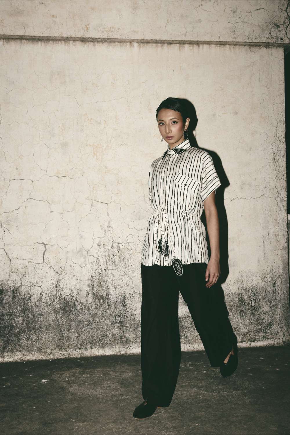 AN Stripe Tie Up Shirt Set