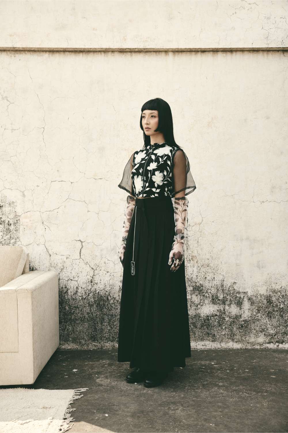 AN Bloom Crop Top - Black