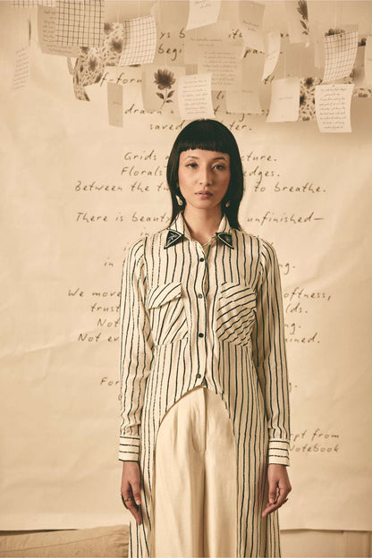 AN Stripe Long Shirt Set