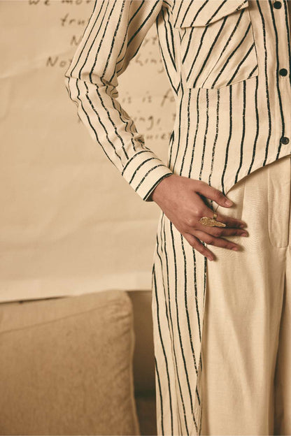 AN Stripe Long Shirt Set