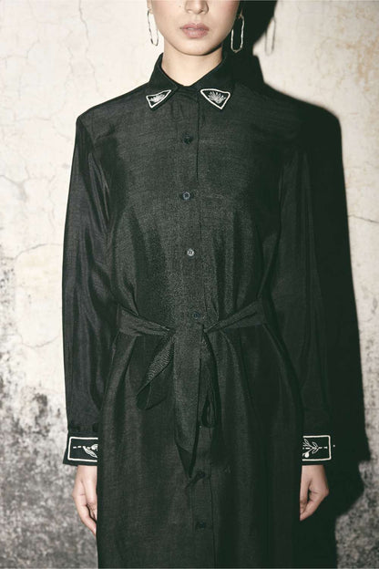 AN Black Canvas Shirt Dress