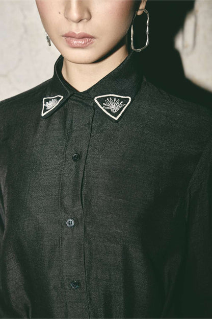 AN Black Canvas Shirt Dress