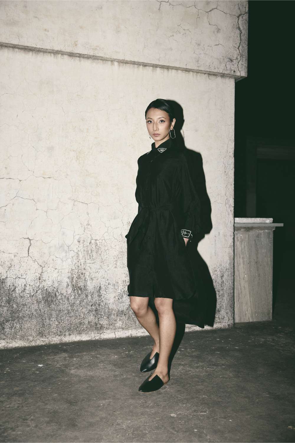 AN Black Canvas Shirt Dress