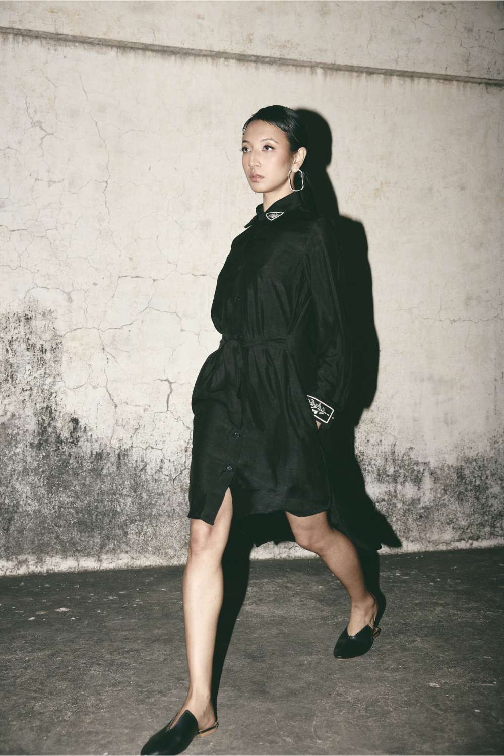 AN Black Canvas Shirt Dress