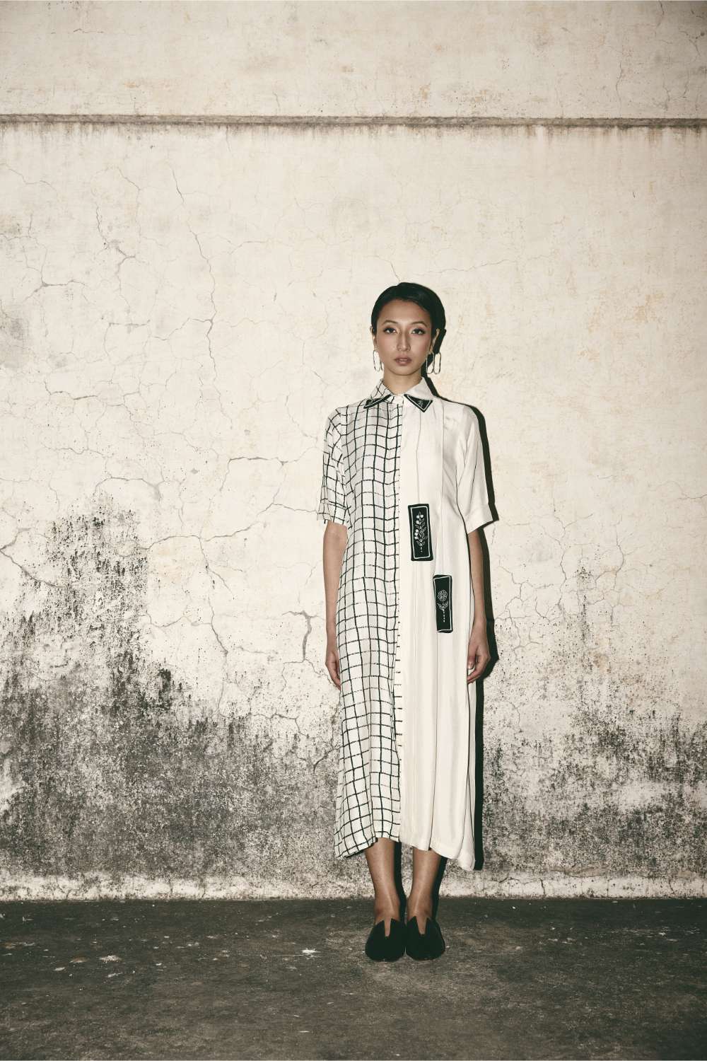 AN Grid Pleat Dress
