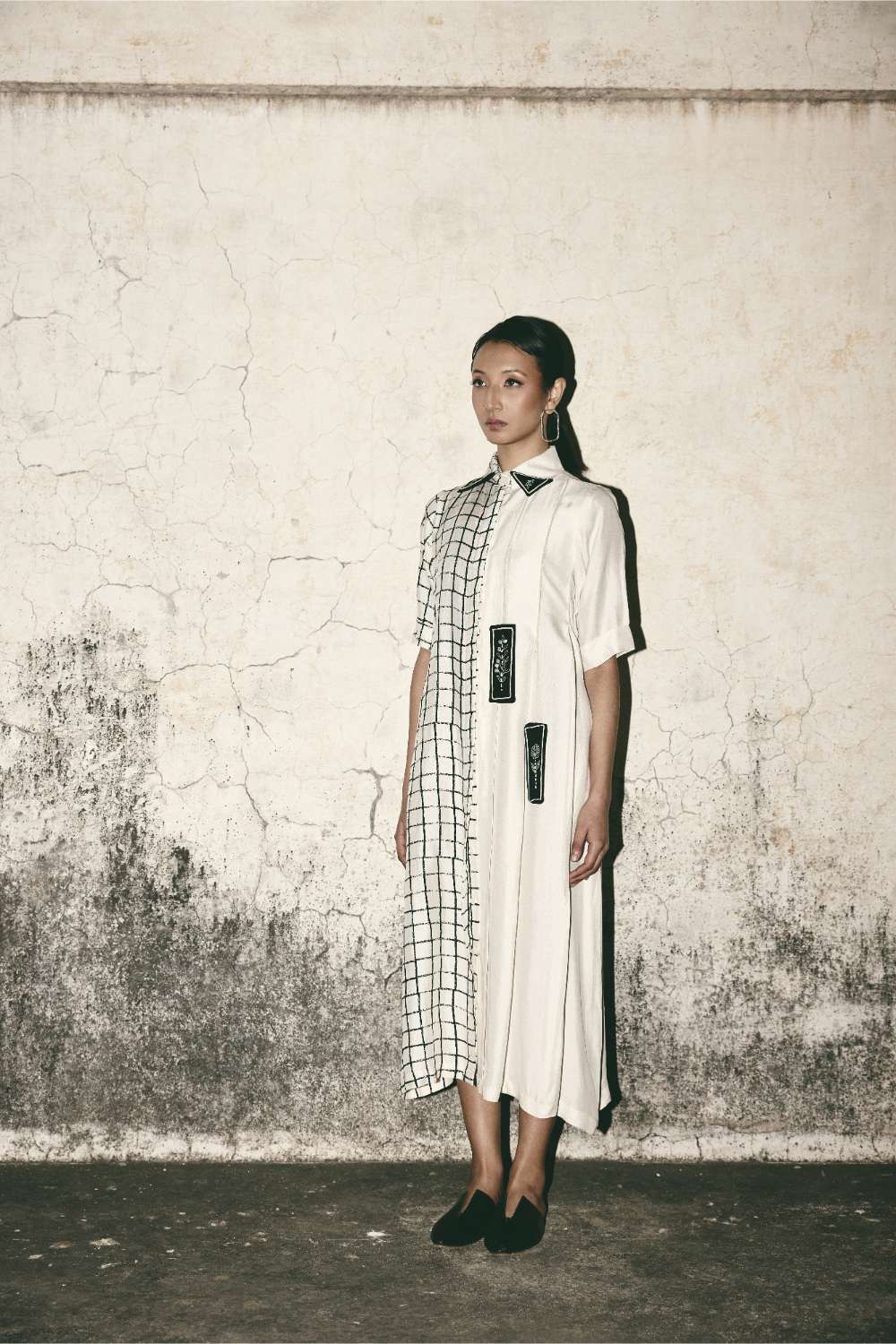 AN Grid Pleat Dress