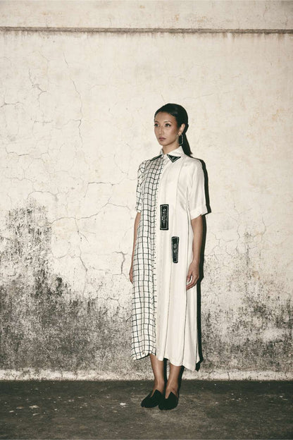 AN Grid Pleat Dress
