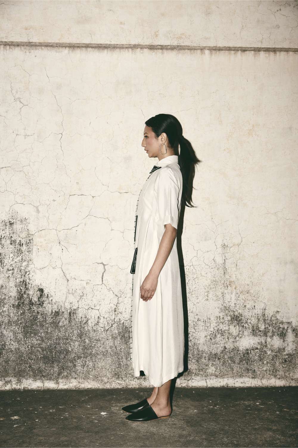 AN Grid Pleat Dress
