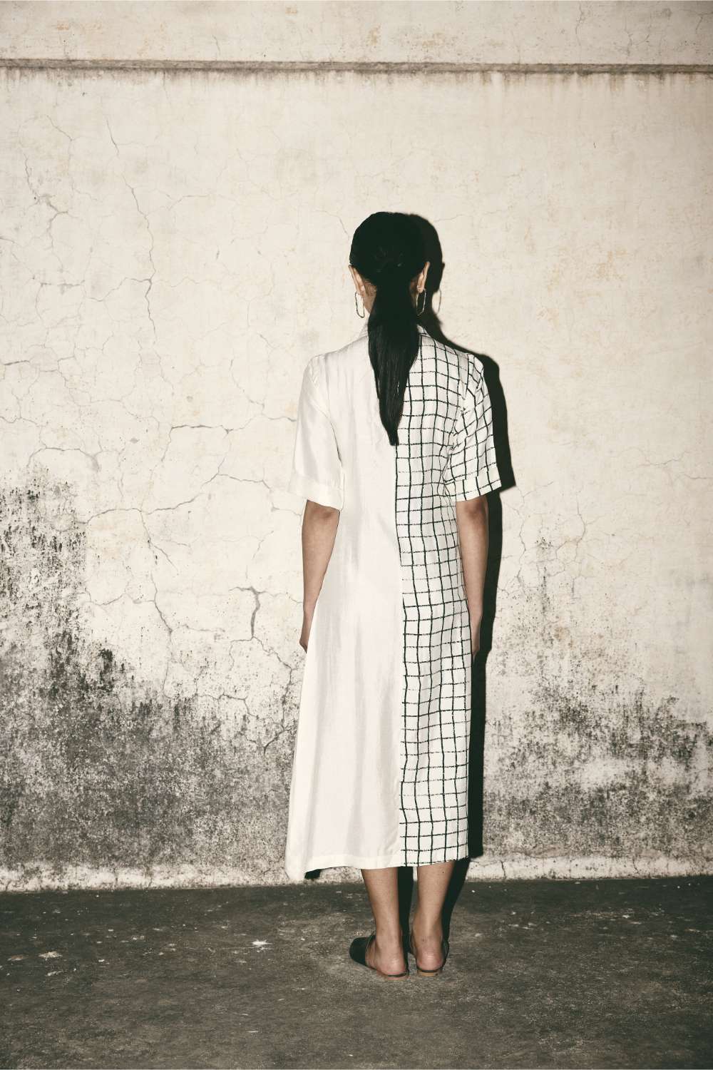 AN Grid Pleat Dress
