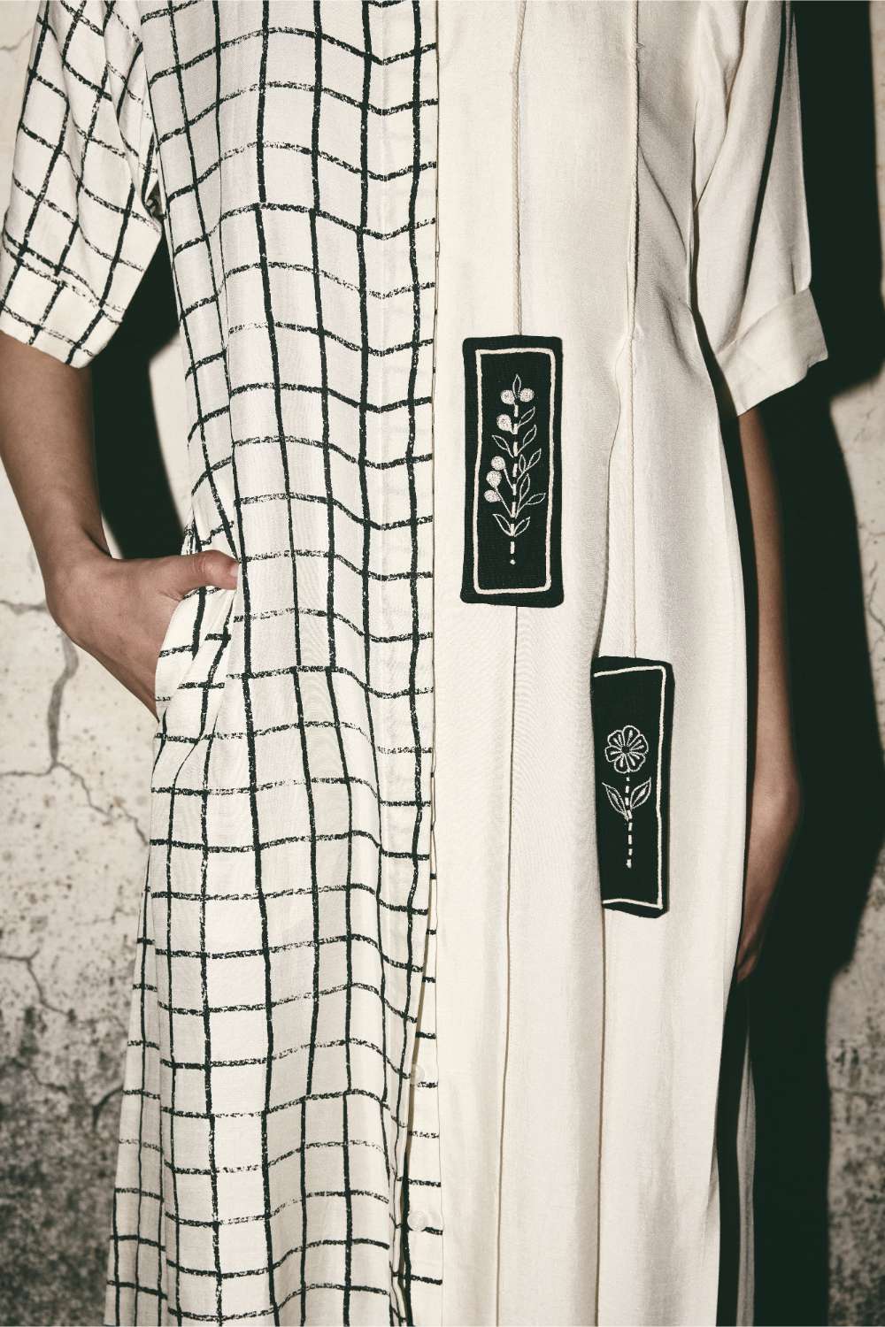 AN Grid Pleat Dress
