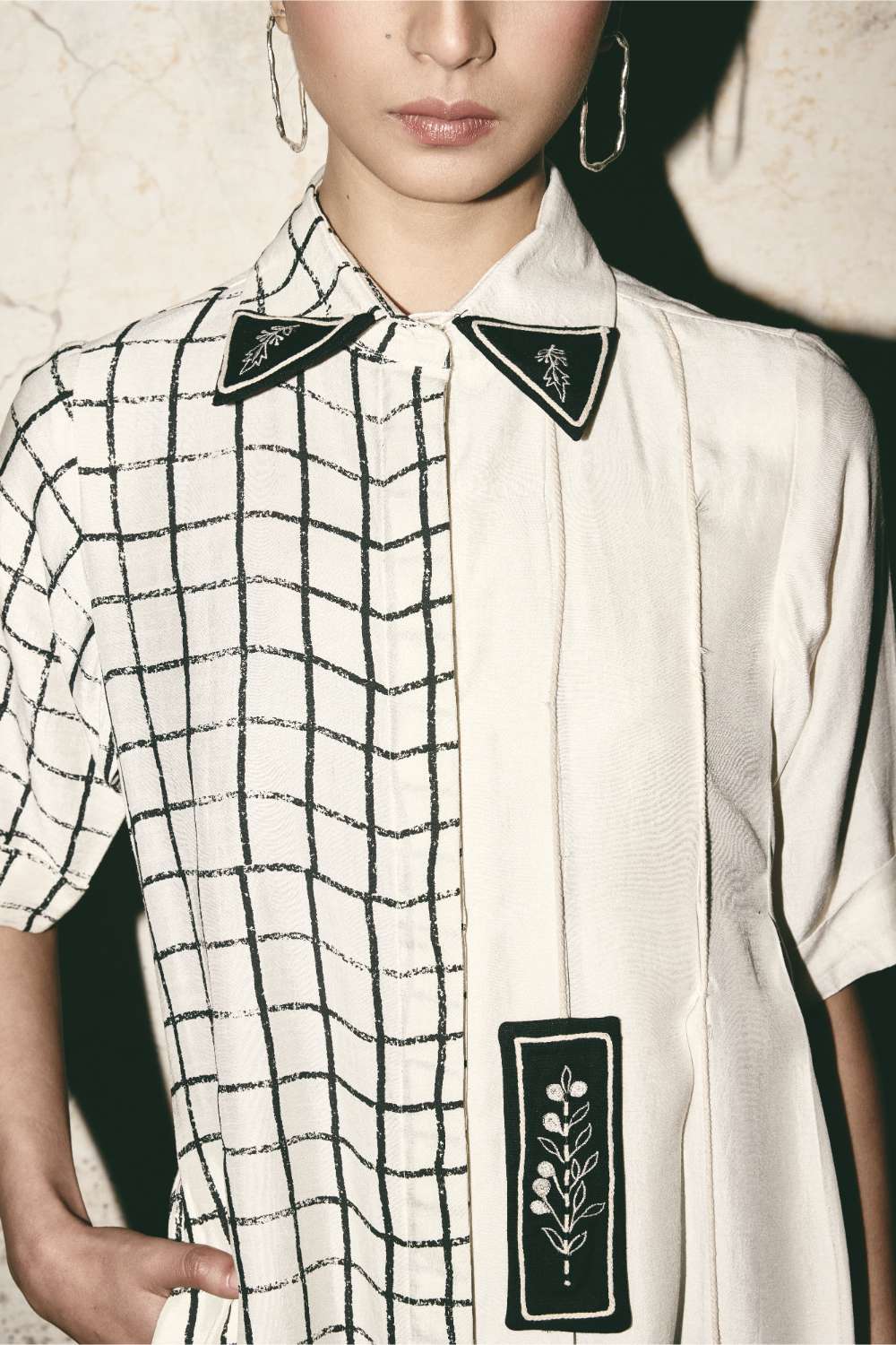 AN Grid Pleat Dress