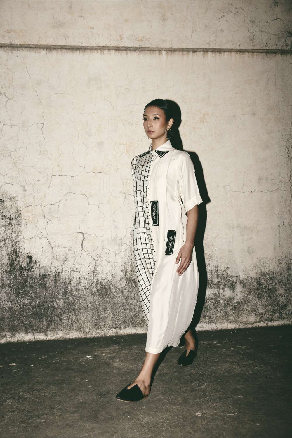 AN Grid Pleat Dress