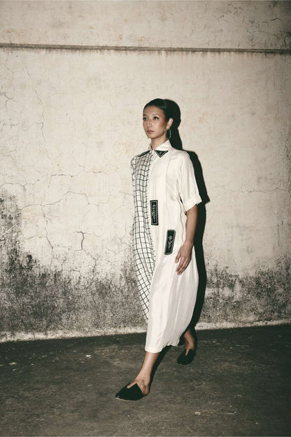 AN Grid Pleat Dress