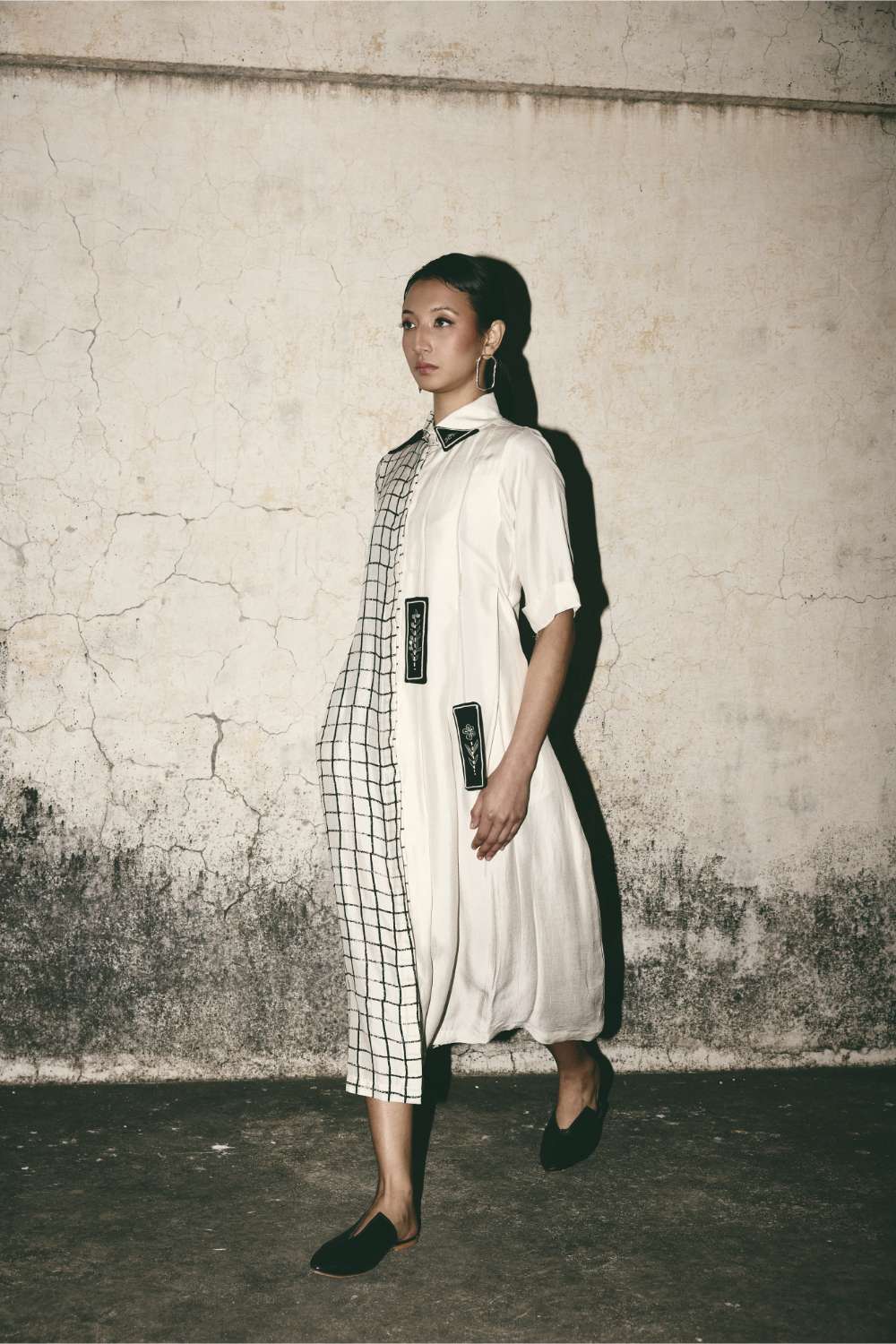 AN Grid Pleat Dress