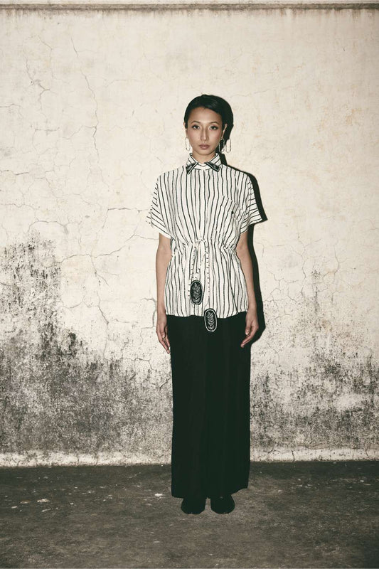 AN Stripe Tie Up Shirt Set