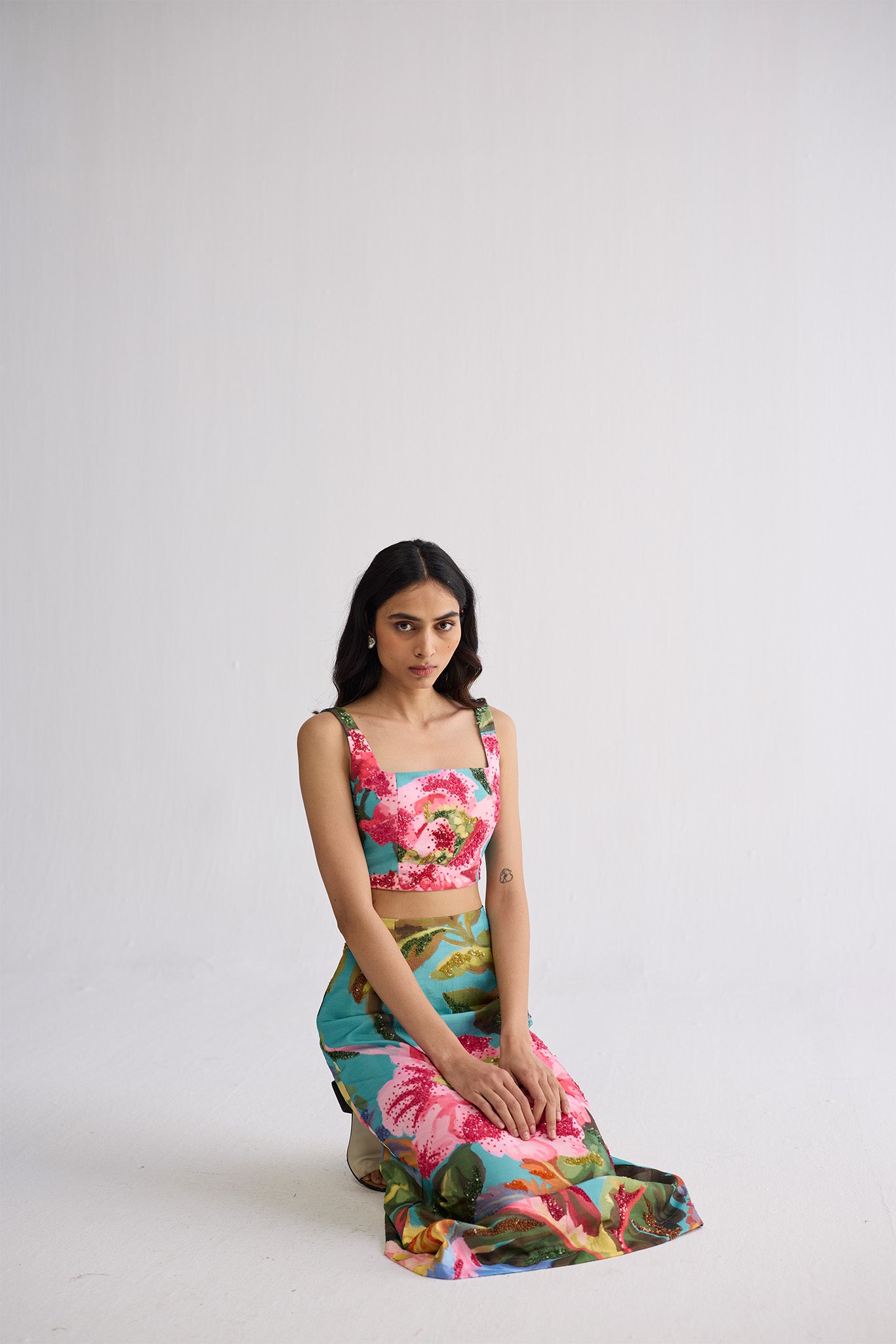 CAMPARI EMBROIDERED TOP AND SKIRT SET